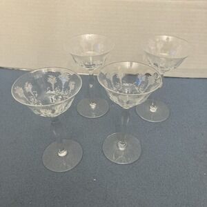 Morgantown Glass Mayfair Etched Floral Champagne/Tall Sherbert Glass - Set of 4